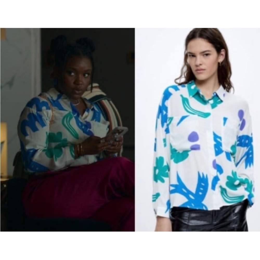 Parfois Collection Colorful Abstract Print Button Down Shirt - Picture 2 of 13